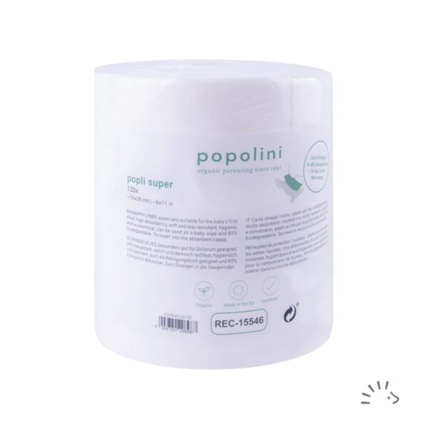 Popli Super Cellulose 120 inlegvellen op rol 85% bio-afbreekbaar