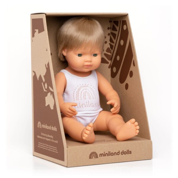 Pop Europese jongen donkerblond (38cm)