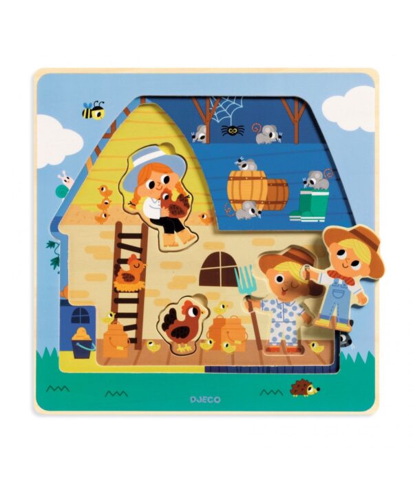 Houten inlegpuzzel met 3 lagen - Chez Moo