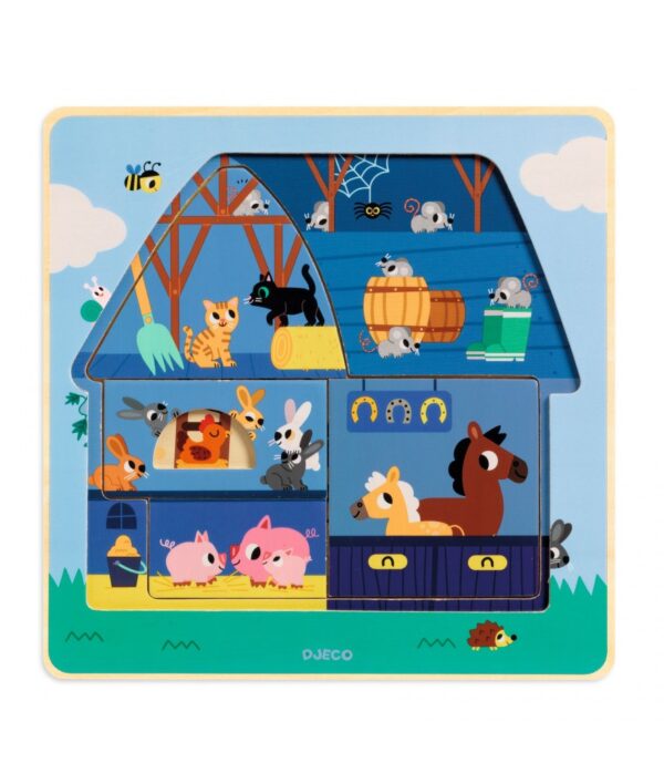 Houten inlegpuzzel met 3 lagen - Chez Moo