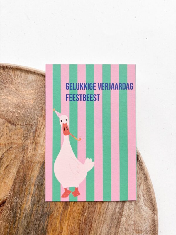 Wenskaartje "Gelukkige verjaardag feestbeest"