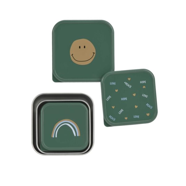 Snackdoosjes RVS 3 stuks Happy Rascals (Smile Green)
