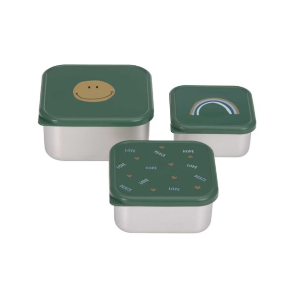 Snackdoosjes RVS 3 stuks Happy Rascals (Smile Green)
