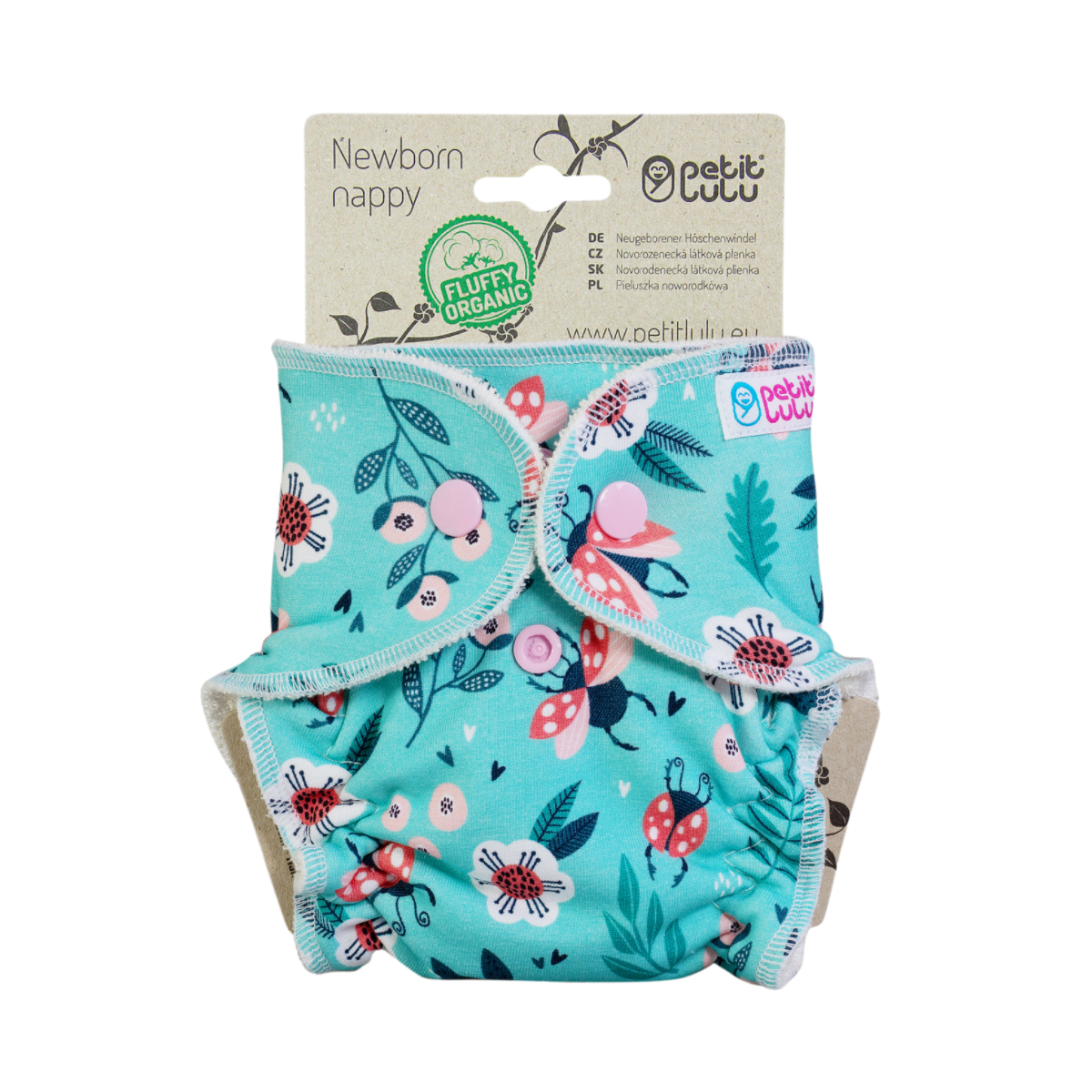 Newborn luier Fluffy Organic (Ladybirds in the Meadow)