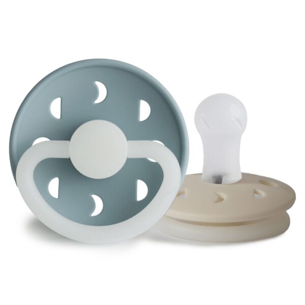 Fopspeen Silicone 2-pack Moon Night (Stone Blue/Cream)