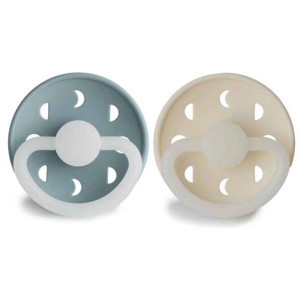 Fopspeen Silicone 2-pack Moon Night (Stone Blue/Cream)