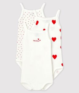 Body met schouderbandje 3-pack (Wit met hartjes)