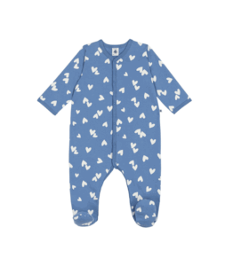 Babypyjama met voetjes (Blauw met hartjes)