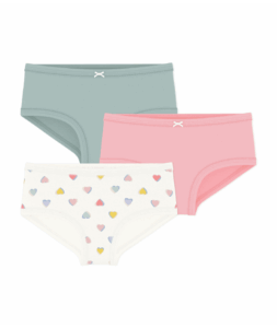 Onderbroek 3-pack (Roos/Groen/dubbel hartjes)
