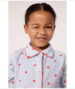Pyjama lang (Blauw met rode hartjes)