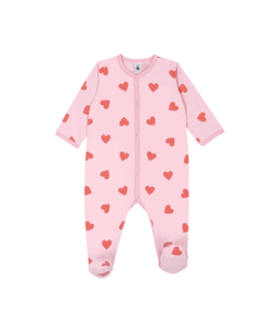 Babypyjama met voetjes (Rose met hartjes)