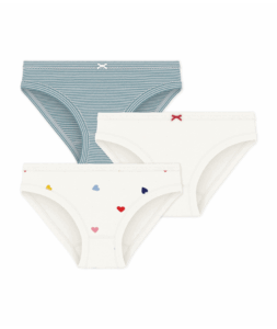 Onderbroek 3-pack (Wit/Gestreept/Hartjes)