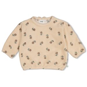 Sweater velours rib met borduursels - Lucky Bloombird