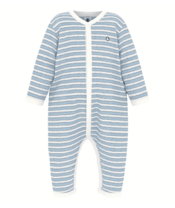 Babypyjama zonder voetjes badstof (Blauw gestreept)