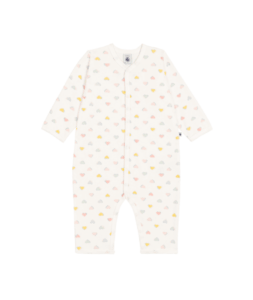 Babypyjama zonder voetjes fluweel (Wit met hartjes)