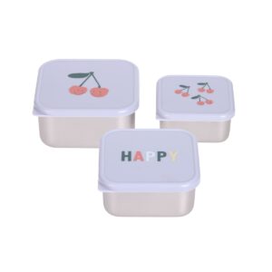 Snackdoosjes RVS 3 stuks Happy Fruits (Cherry)